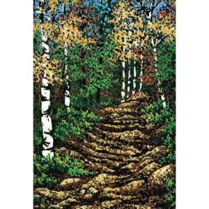 Linoleum print of woodland path by Diane Castle Babcock